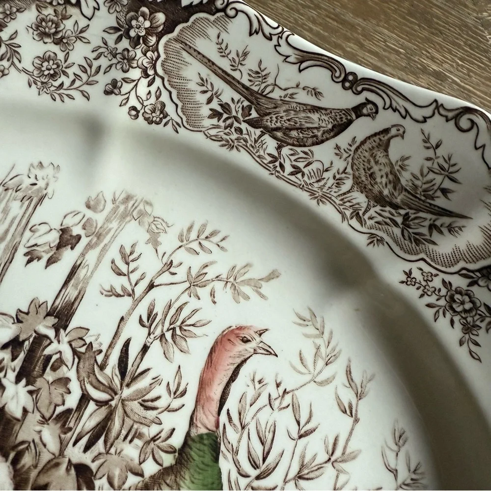 Johnson Bros. Wild Turkey Native American Windsor Ware Turkey Platter 17x14 - Picture 6 of 11